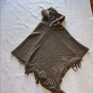 Elegant Hooded Brown Women's Poncho